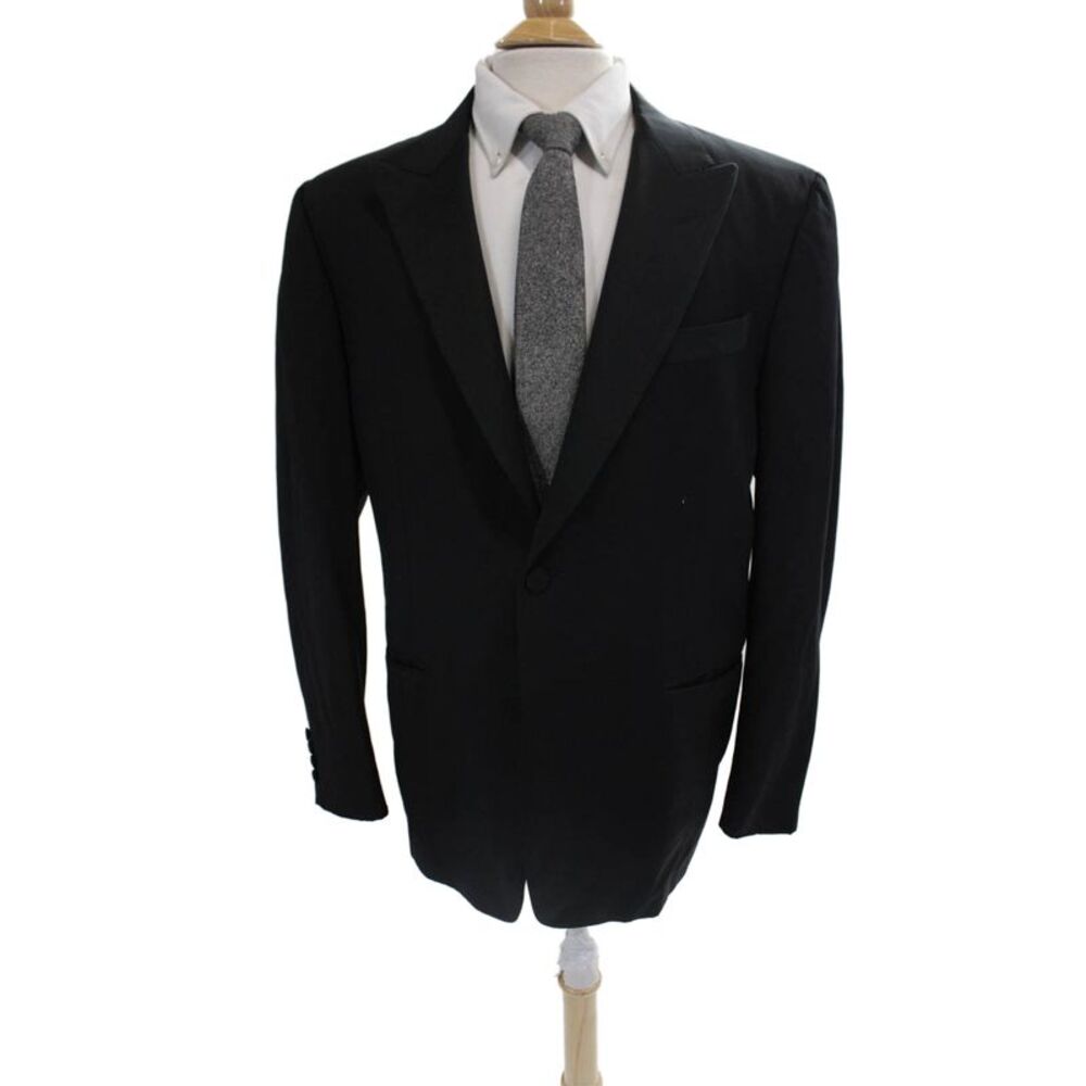 Trussini Mens Tuxedo Suit Jacket Black Linen Cotton Button Size 56